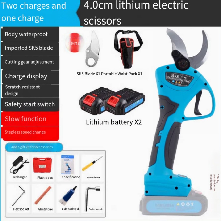 Akku Baumschere Detailansicht Griff und Klinge